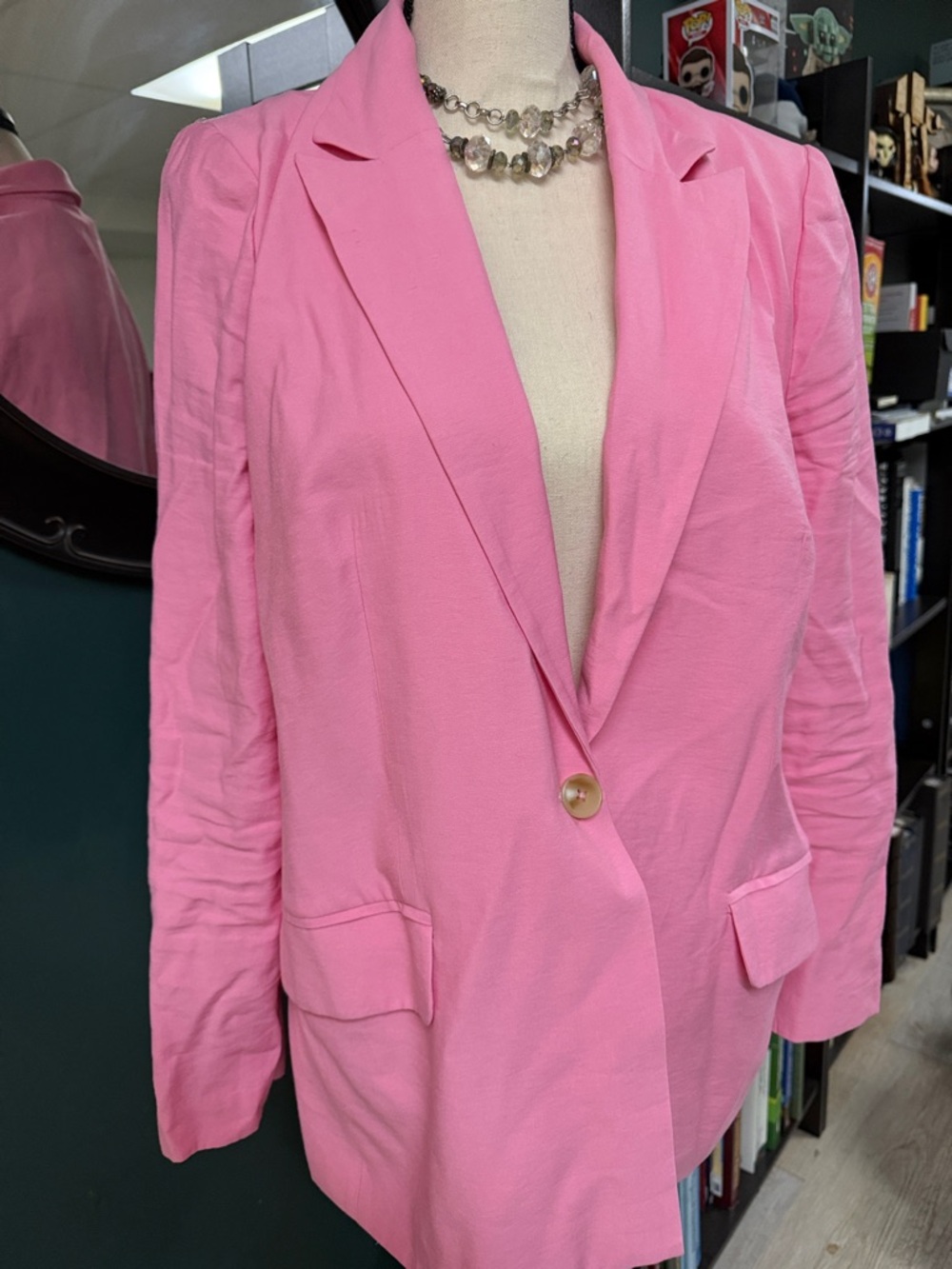 Wayf Bright Pink Single-Button Blazer